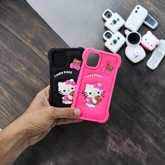 (Pack Of 2)Apple iPhone 13 Premium Hello Kitty Soft Silicone Girlish Back Cover - Combo 3