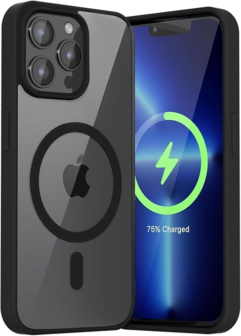 Apple iPhone 12 Pro Anti Yellow Clear Magsafe Back Case Cover - Black