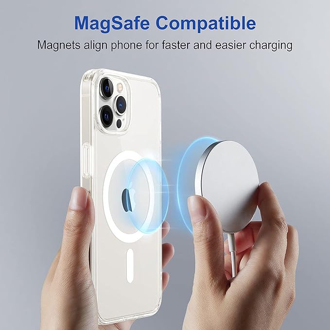 Apple iPhone 12 Pro Max Anti Yellow Clear Magsafe Back Case Cover - White
