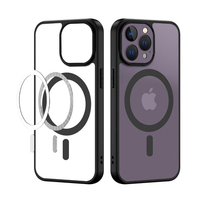 Apple iPhone 14 Pro Anti Yellow Clear Magsafe Back Case Cover - Black
