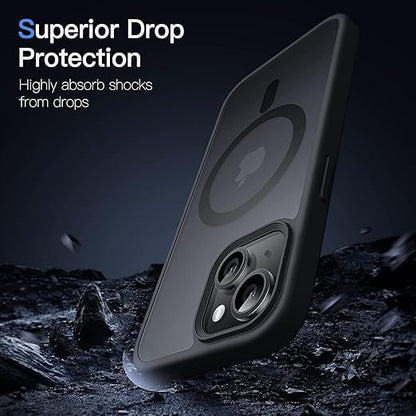 Apple iPhone 15 Anti Yellow Clear Magsafe Back Case Cover - Black