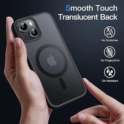 Apple iPhone 15 Anti Yellow Clear Magsafe Back Case Cover - Black