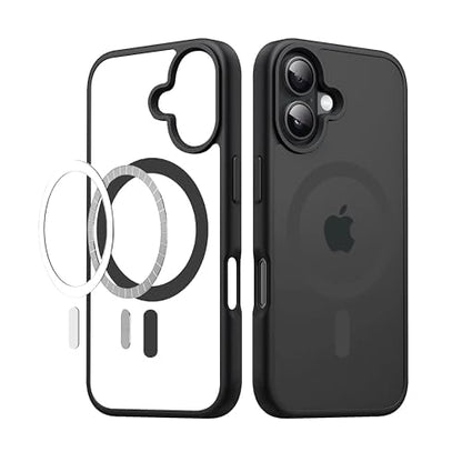 Apple iPhone 16 Anti Yellow Clear Magsafe Back Case Cover - Black