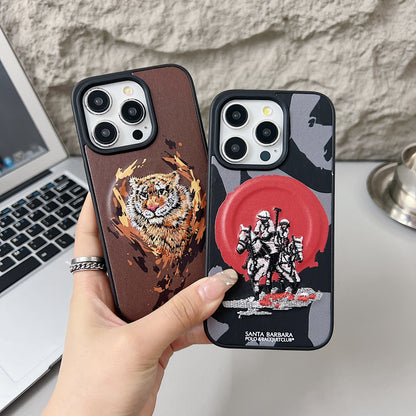 Apple iPhone Premium US POLO Assn. Embroidery Leather case with Magsafe  - Tiger 1