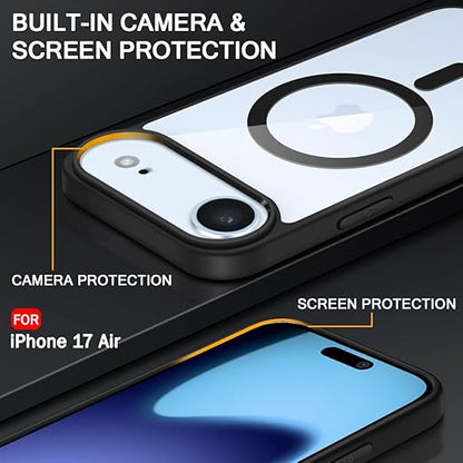 Apple iPhone 17 Air Anti Yellow Clear Magsafe Back Case Cover - Black
