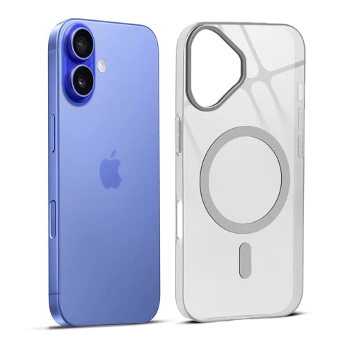 Apple iPhone 16 Premium Crystal Clear Anti-Yellowing Wireless Charging Support Case - Crystal Grey