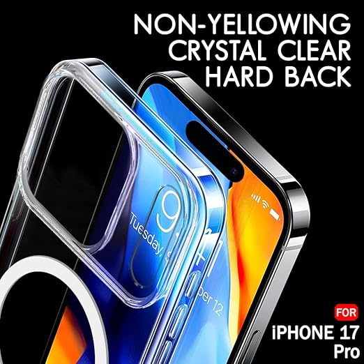 Apple iPhone 17 Pro Anti Yellow Clear Magsafe Back Case Cover - White