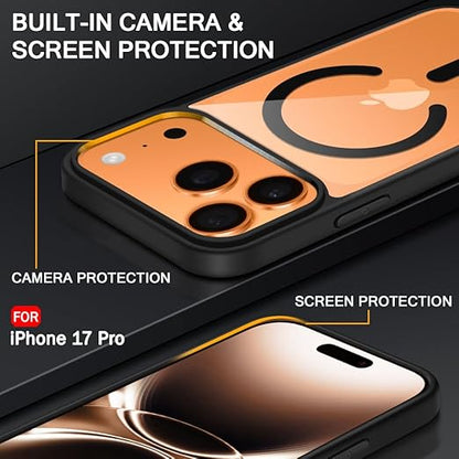Apple iPhone 17 Pro Anti Yellow Clear Magsafe Back Case Cover - Black