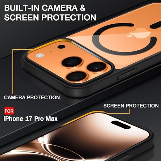 Apple iPhone 17 Pro Max Anti Yellow Clear Magsafe Back Case Cover - Black