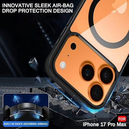 Apple iPhone 17 Pro Max Anti Yellow Clear Magsafe Back Case Cover - Black