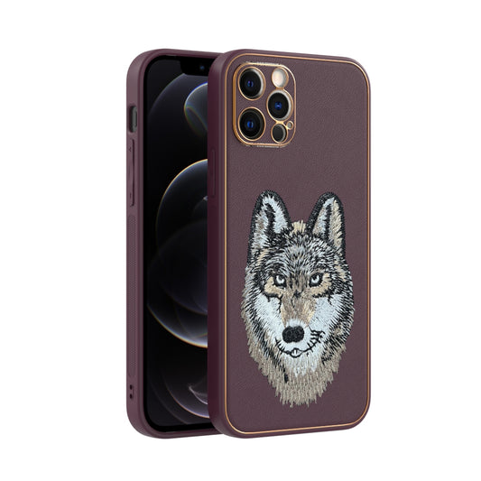 Apple iPhone 12 Pro Premium Embroidery Leather case - Pattern 10