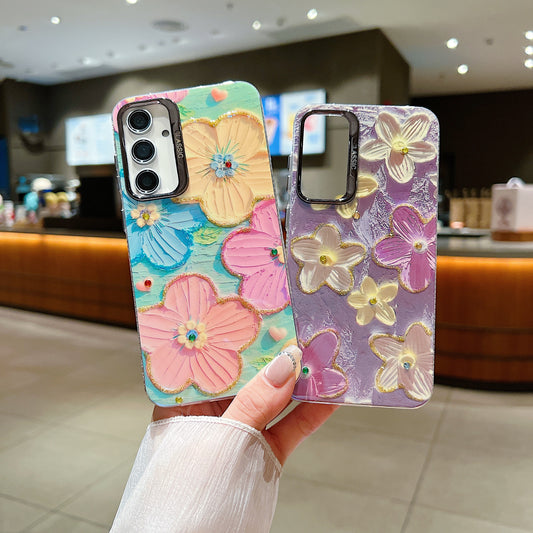 Samsung A55 5G 3D Hot Trending Rhinestone Flowers case - Pattern 2