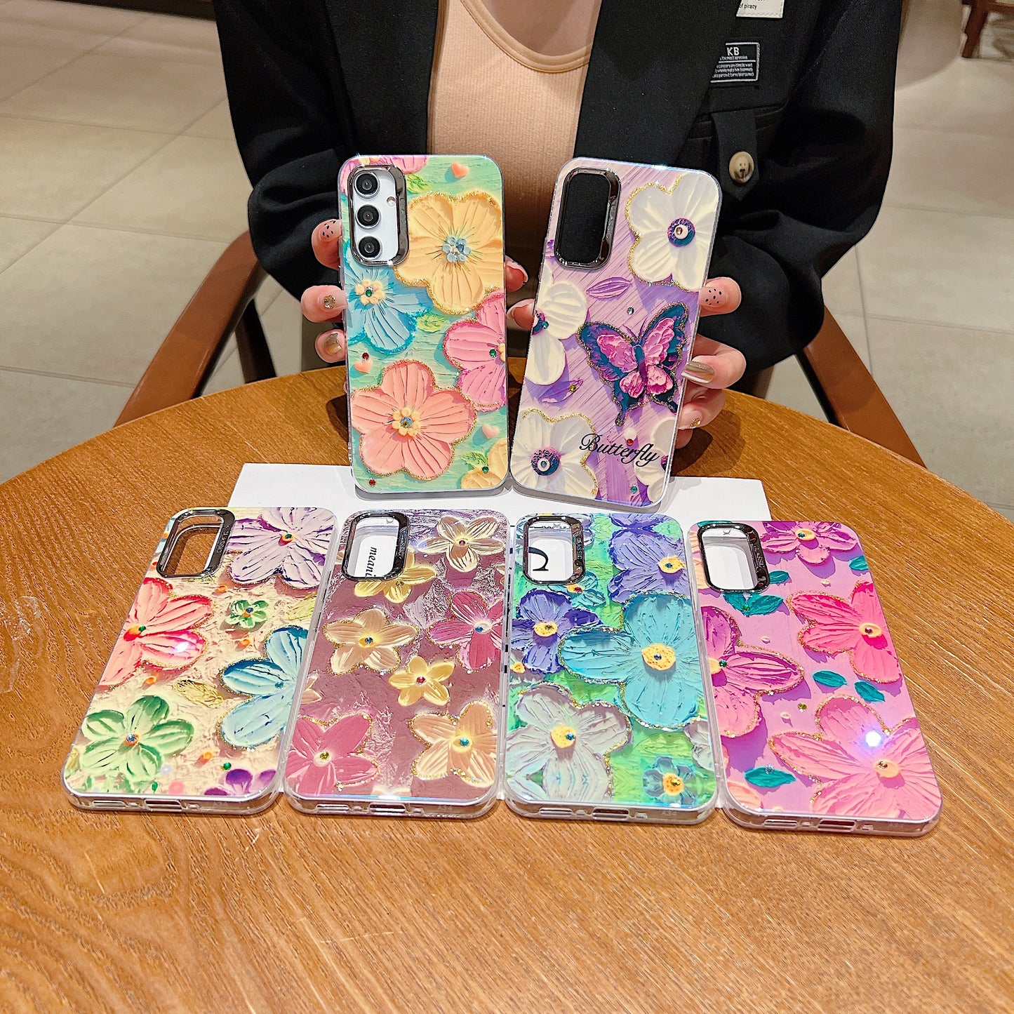 Samsung A34 5G 3D Hot Trending Rhinestone Flowers case - Pattern 2