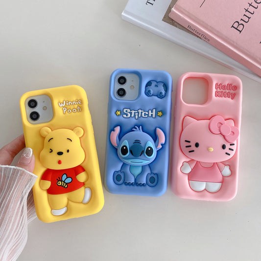 Apple iPhone 11/12 Winnie Pooh Pop Sockets Soft Silicone cases (Winnie Pooh)