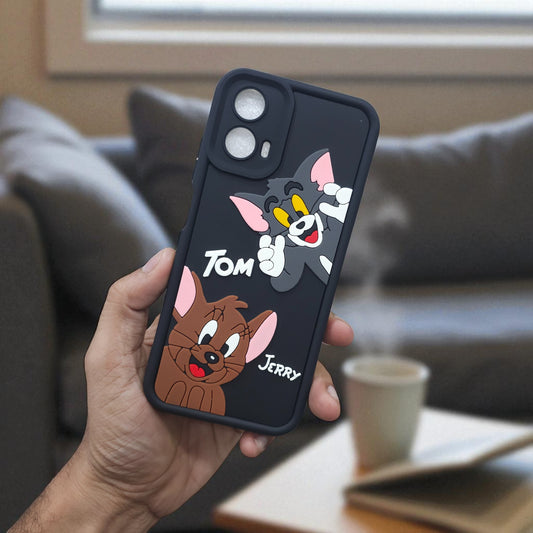 Motorola Moto G45 5G Tom & Jerry Soft Silicone Cute 3D Cartoon Back Cover Case - Tom & Jerry