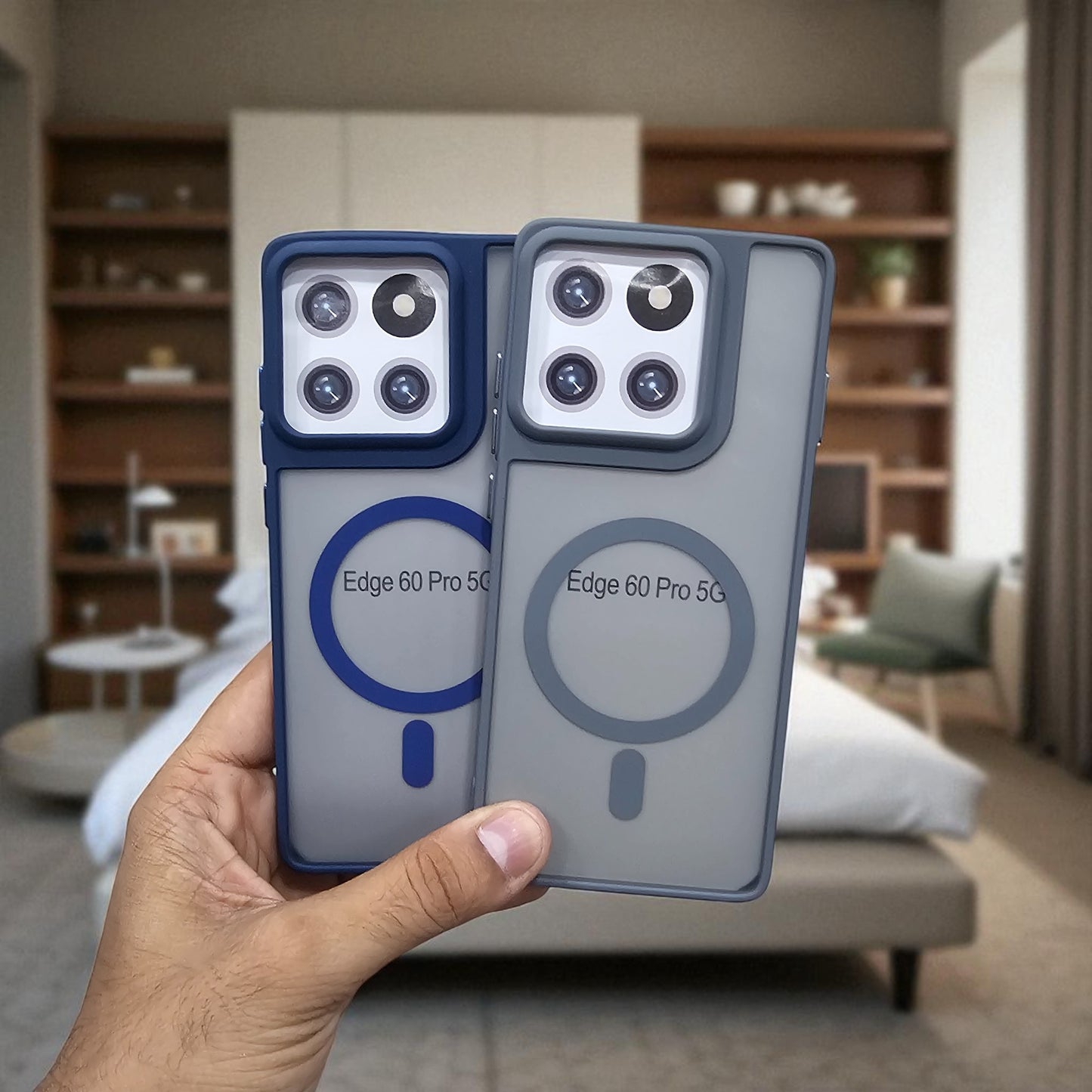 (Pack of 2) Magsafe Printed Metal Buttons Back Case Cover For Motorola Moto Edge 60 Pro - Combo 1