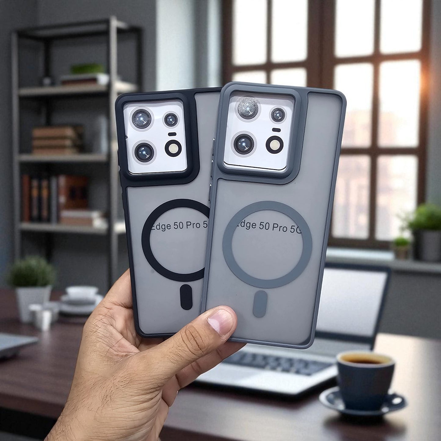 (Pack of 2) Magsafe Printed Metal Buttons Back Case Cover For Motorola Moto Edge 50 Pro - Combo 2
