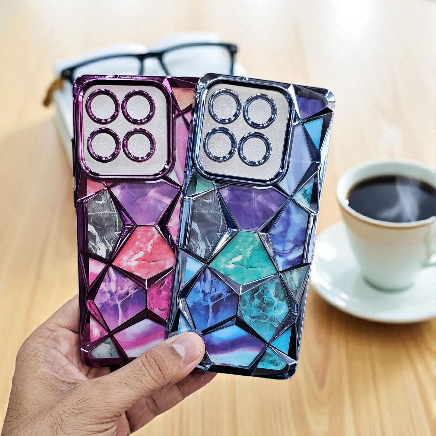 (Pack of 2) Motorola Moto Edge 60 Stylus Gradient Glitter Daimond Back Case Cover - Combo 1