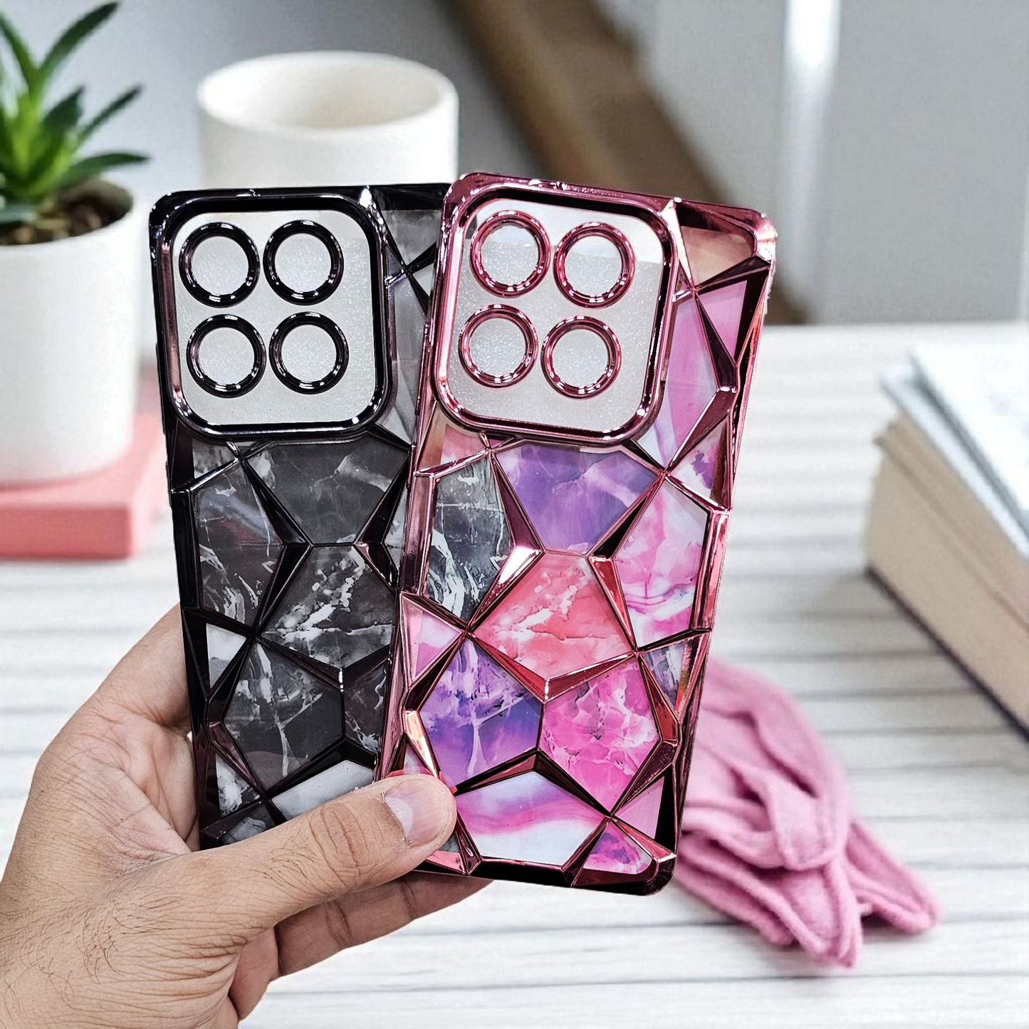 (Pack of 2) Motorola Moto Edge 60 Stylus Gradient Glitter Daimond Back Case Cover - Combo 2