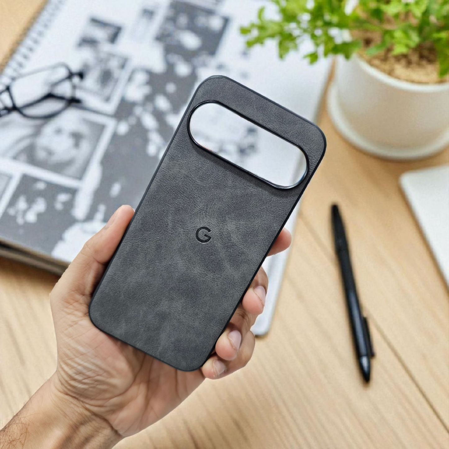 Google Pixel 10 5g Premium Leather Back Case Cover - Grey