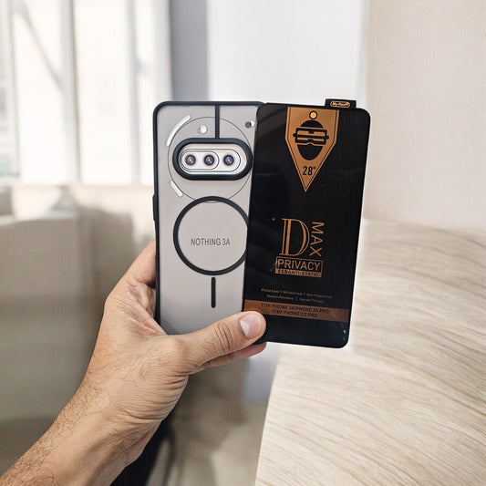 (combo pack)Nothing Phone 3A Magsafe Printed Case + Privacy Tempered Glass - Black