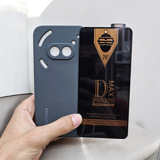 (combo pack)Nothing Phone 2A Soft Silicone Case + Privacy Tempered Glass - Dark Green