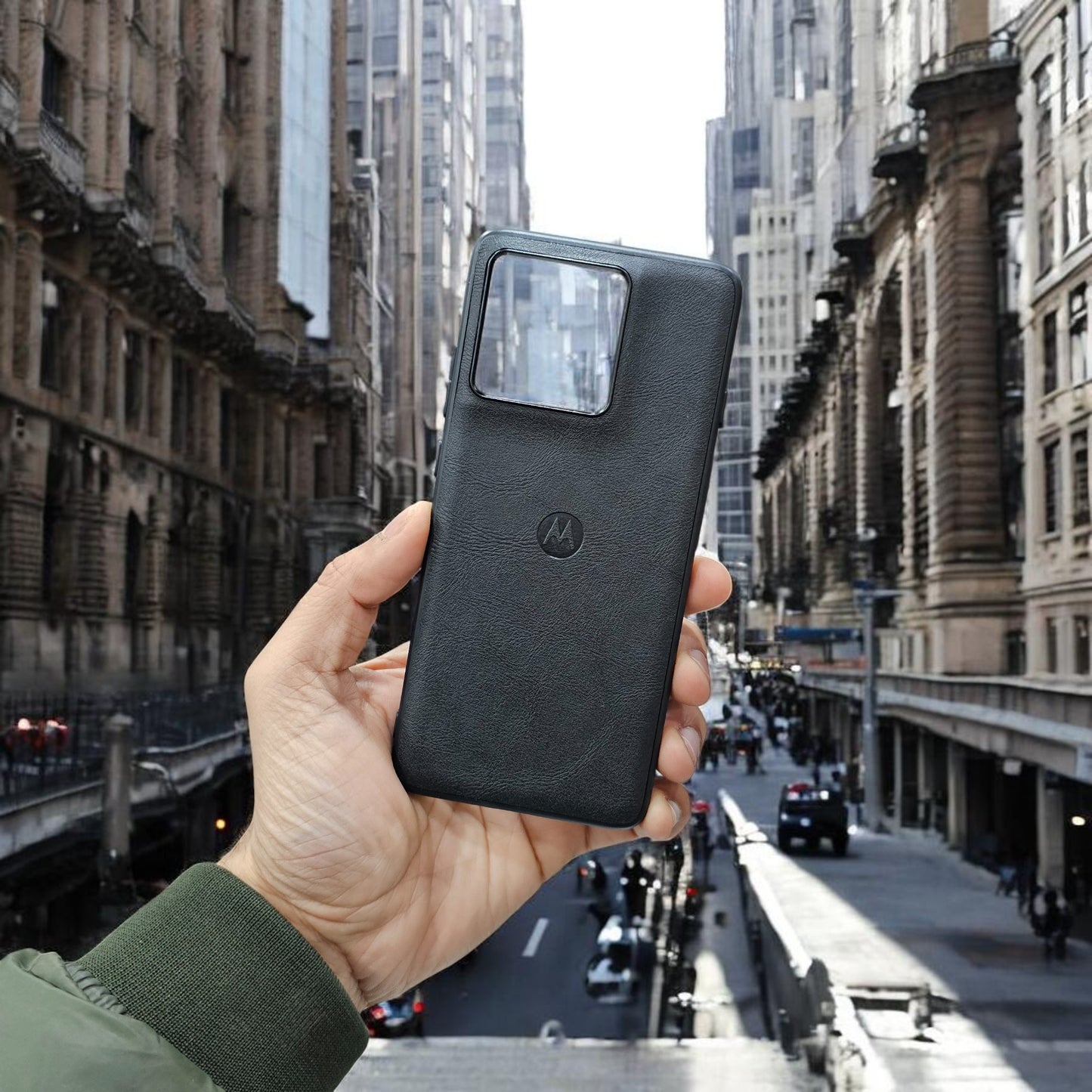 Motorola Moto Edge 60 Pro 5g Premium Leather Back Case Cover - Black