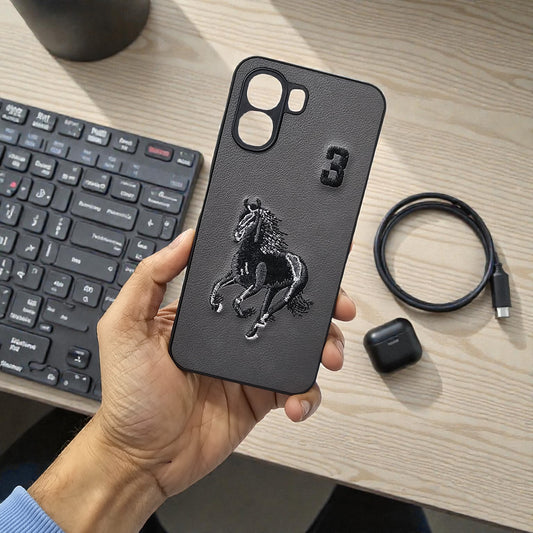 Oppo A6X 5g Premium Polo Santa Barbara Leather Back Case Cover - Grey