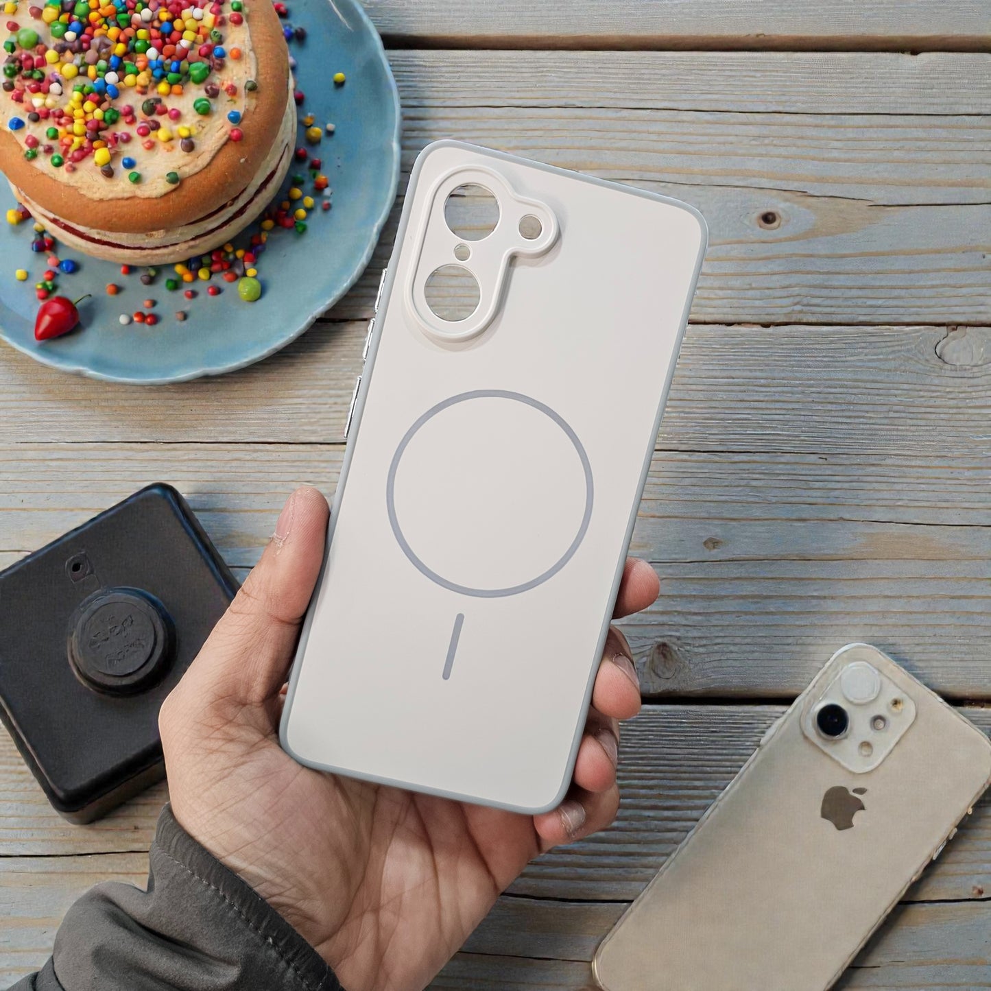 OnePlus Nord Ce 5 5g Premium Magsafe Printed Candy Color Back Case - Cream White