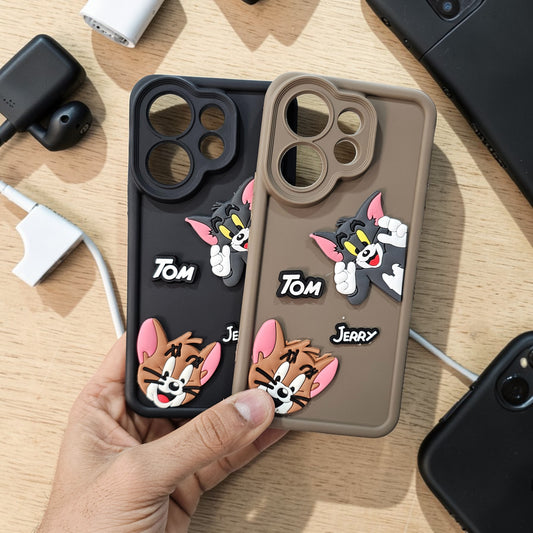 (Pack of 2)Vivo V60/T4 Pro 5G Soft Silicone tom & jerry Back Cover Case - Combo 2