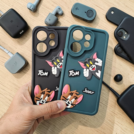 (Pack of 2)Vivo V60/T4 Pro 5G Soft Silicone tom & jerry Back Cover Case - Combo 1
