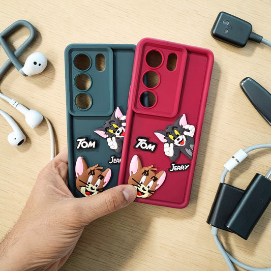 (Pack of 2)Vivo V29/V29 Pro 5G Soft Silicone tom & jerry Back Cover Case - Combo 1