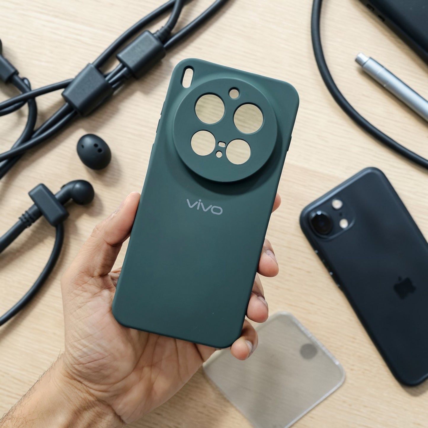 Vivo X300 Pro 5g Premium Soft Silicone Back Case Cover - Dark Green