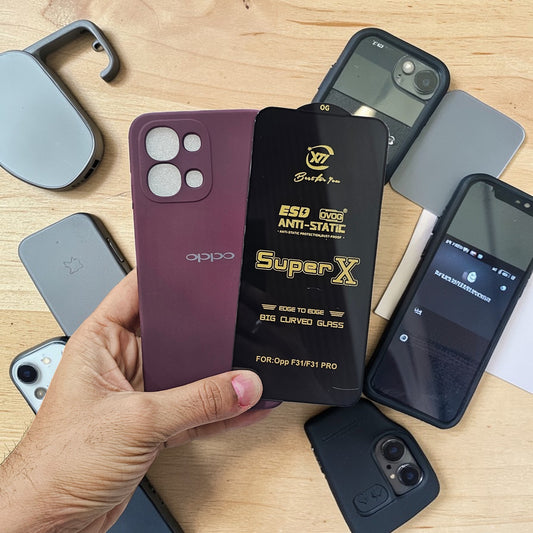 (combo pack)Oppo F31 Soft Silicone Case + Edge to Edge Tempered Glass - Wine Red