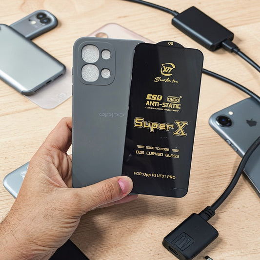 (combo pack)Oppo F31 Soft Silicone Case + Edge to Edge Tempered Glass - Grey