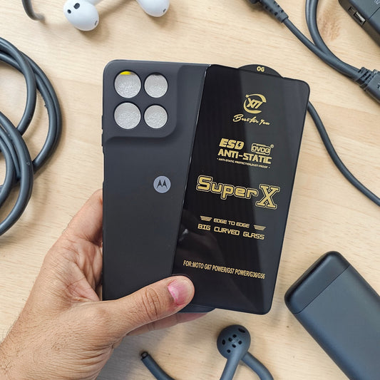 (combo pack)Motorola Moto G57 Power/G67 Power Soft Silicone Case Edge to Edge Tempered Glass - Black