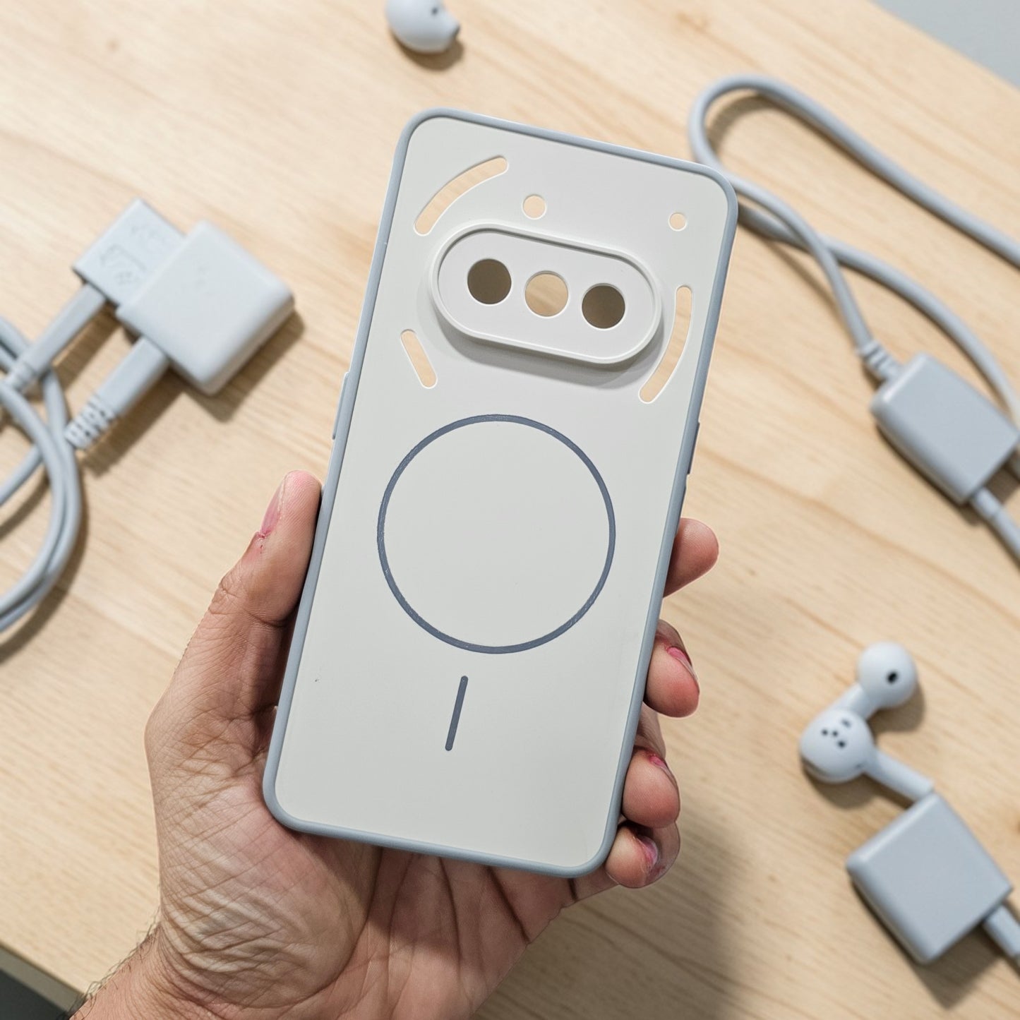 Nothing Phone 3A 5g Premium Magsafe Printed Candy Color Back Case - Cream White