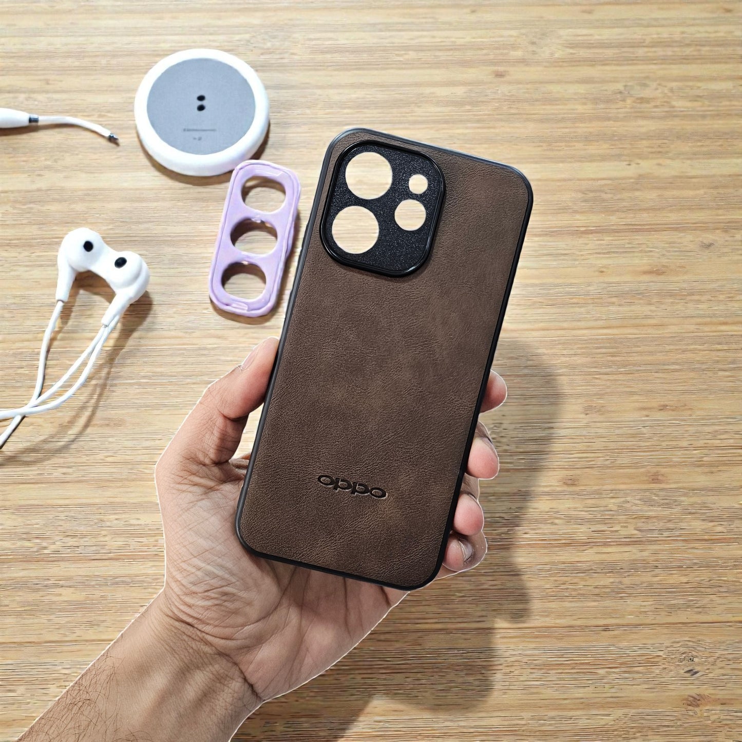 Oppo Reno 15 Pro 5g Premium Leather Back Case Cover - brown