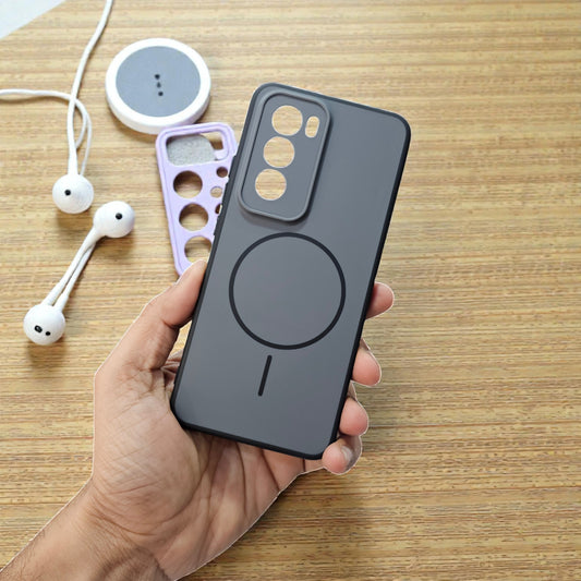 Oppo Reno 12 5g Premium Magsafe Printed Candy Color Back Case - Grey