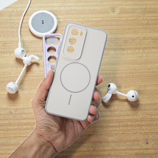 Oppo Reno 12 Pro 5g Premium Magsafe Printed Candy Color Back Case - Cream White