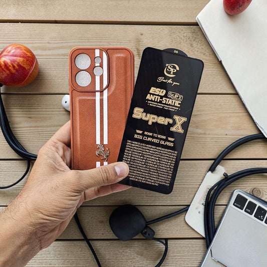 (Free Tempered)Oppo Reno 15 Pro Mini 5g Premium Car Logo Leather Back Case Pouch - pattern 5