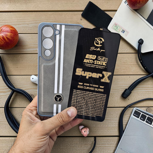 (Free Tempered)Vivo T4 Lite/Y19/Y04 5g Premium Car Logo Leather Back Case Pouch - pattern 3
