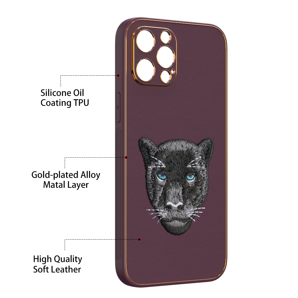 Apple iPhone 12 Pro Max Premium Embroidery Leather case - Pattern 10