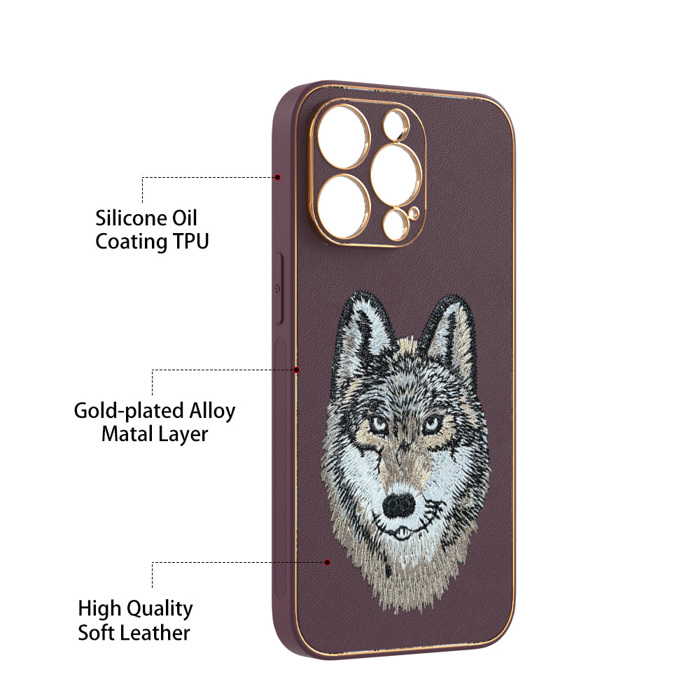 Apple iPhone 13 Pro Premium Embroidery Leather case - Pattern 10