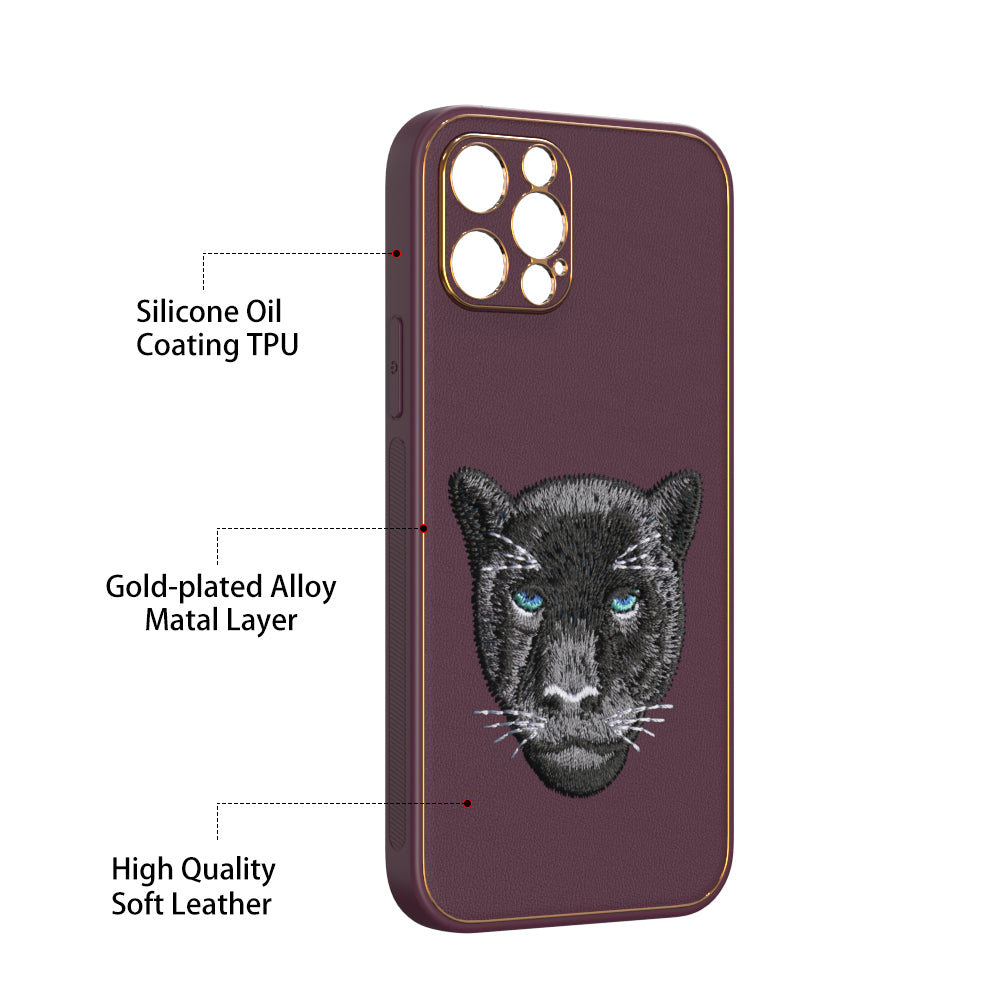 Apple iPhone 12 Pro Premium Embroidery Leather case - Pattern 11