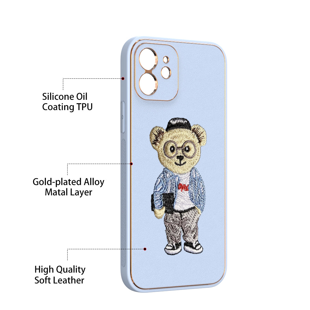 Apple iPhone 12 Premium Embroidery Leather case - Pattern 9