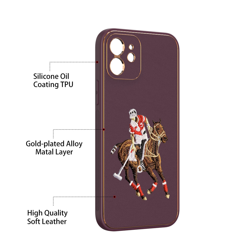 Apple iPhone 12 Premium Embroidery Leather case - Pattern 4