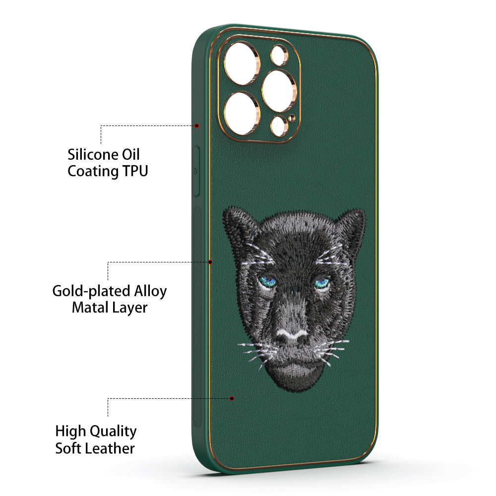 Apple iPhone 13 Pro Max Premium Embroidery Leather case - Pattern 10