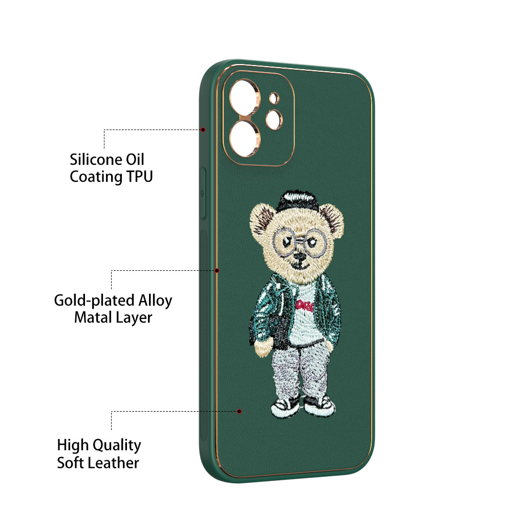 Apple iPhone 12 Premium Embroidery Leather case - Pattern 7