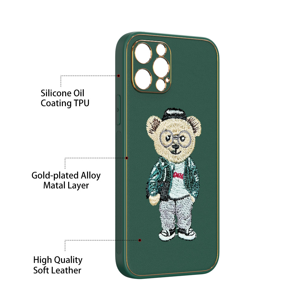 Apple iPhone 12 Pro Premium Embroidery Leather case - Pattern 7